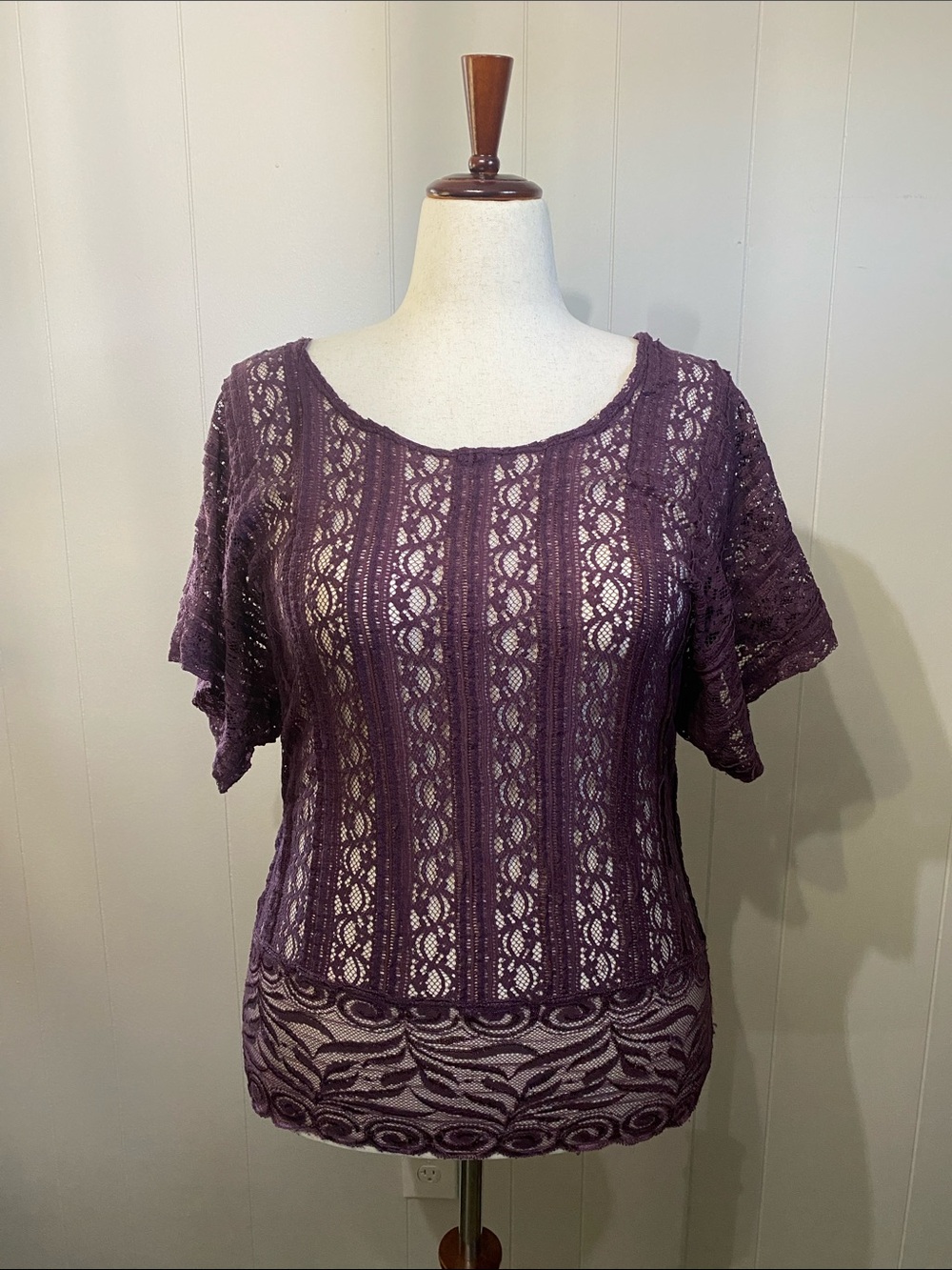 Vanity Plum Lace Batwing Top
